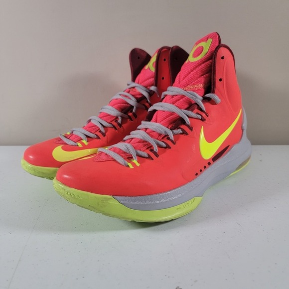 Nike Other - Nike KD 5 DMV 554988 610 Size 10 Bright Crimson/Volt-Wolf Grey Basketball Shoes